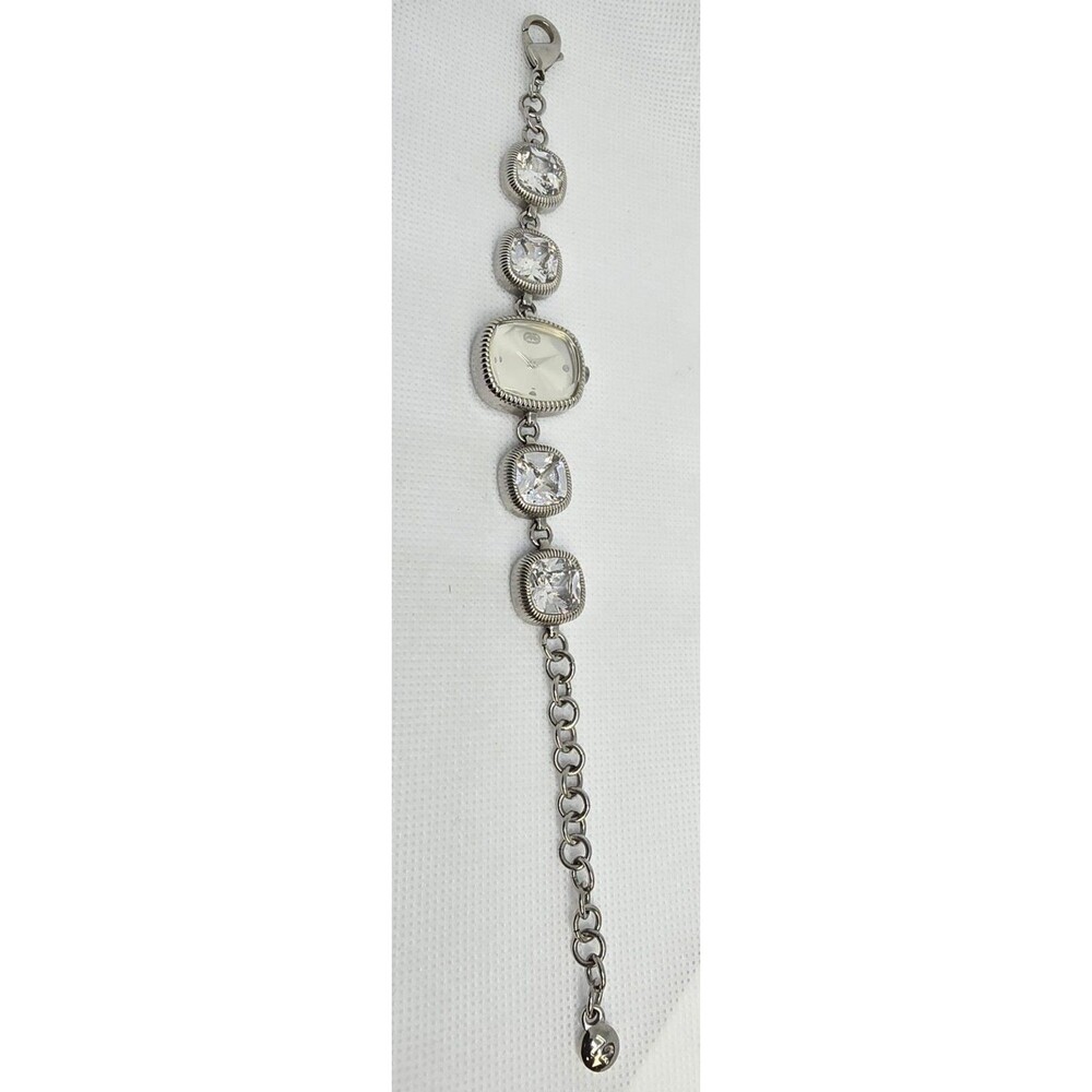 Women's Ecko Unltd Rectangle Silver Tone Crystal Rhinestone Bracelet Watch 04 - Picture 6 of 10
